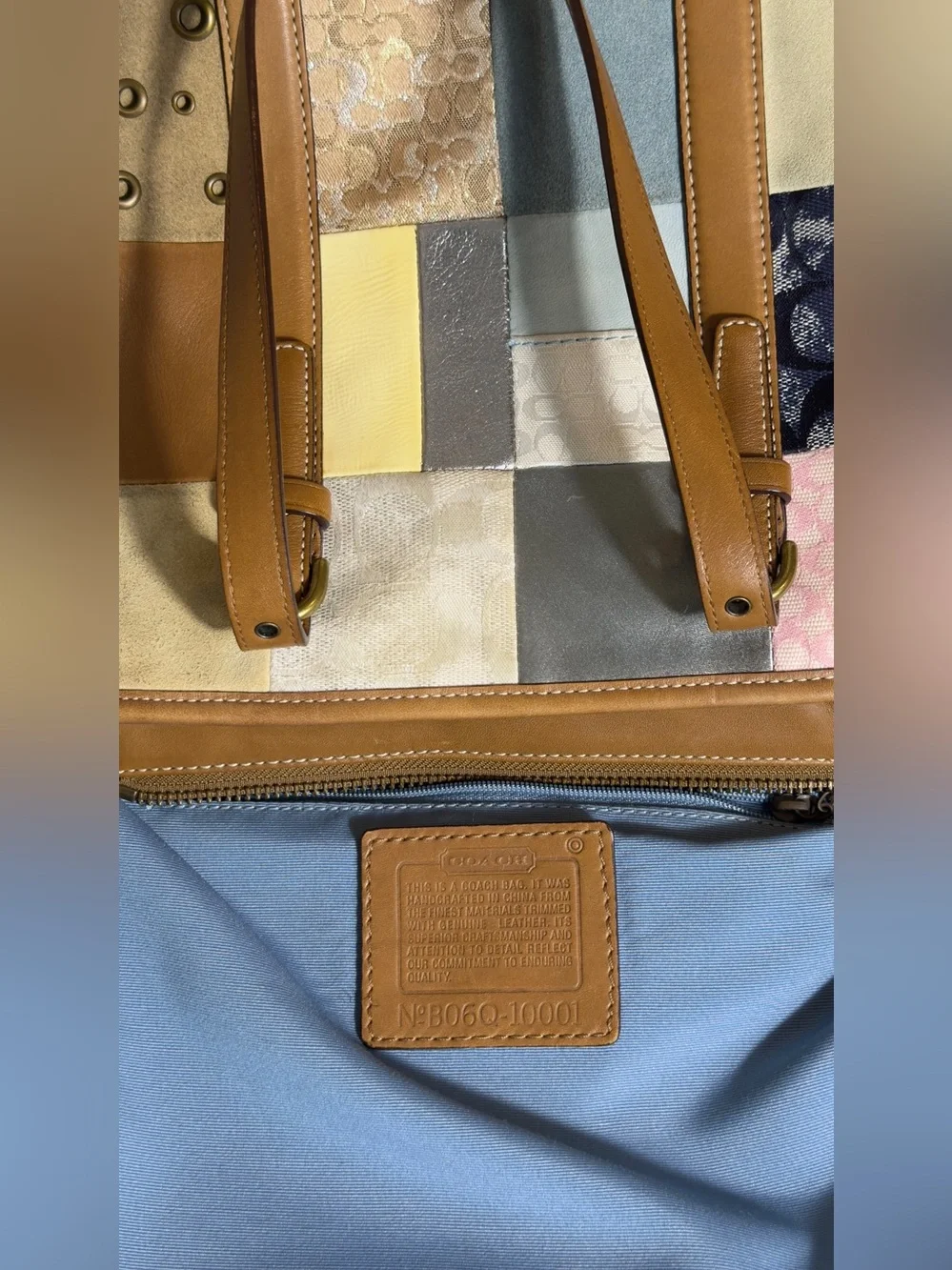Vintage Coach Y2K Multicolor Signature Patchwork Tote Bag